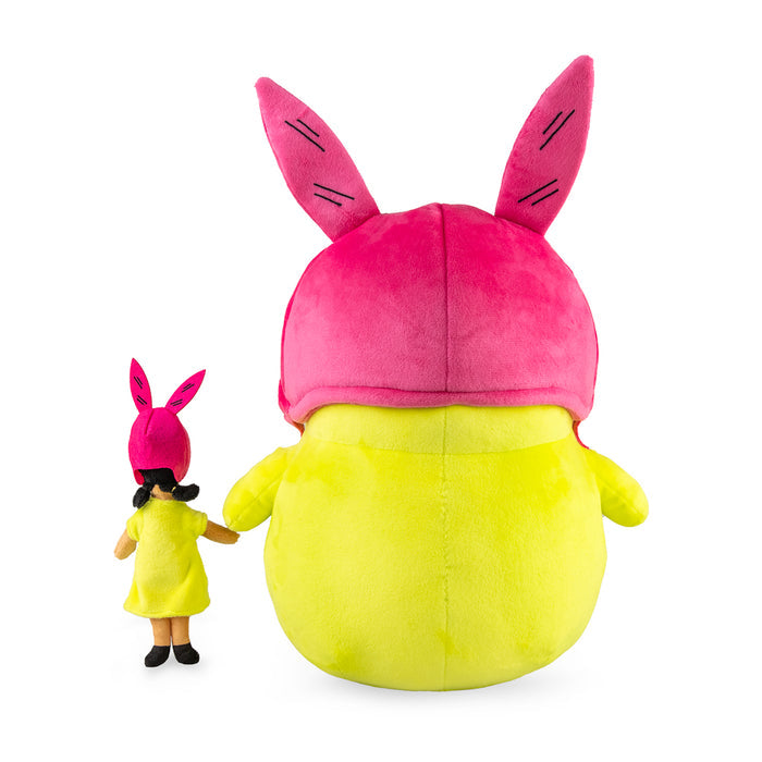 Bob's Burgers Louise & Kuchi Kopi 16-inch hug me plush with shake action, featuring soft fabric and detailed character design.