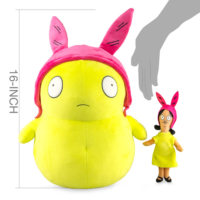 Bob's Burgers Louise and Kuchi Kupi 16-inch HugMe plush with shake action, soft and cuddly character plush toy.