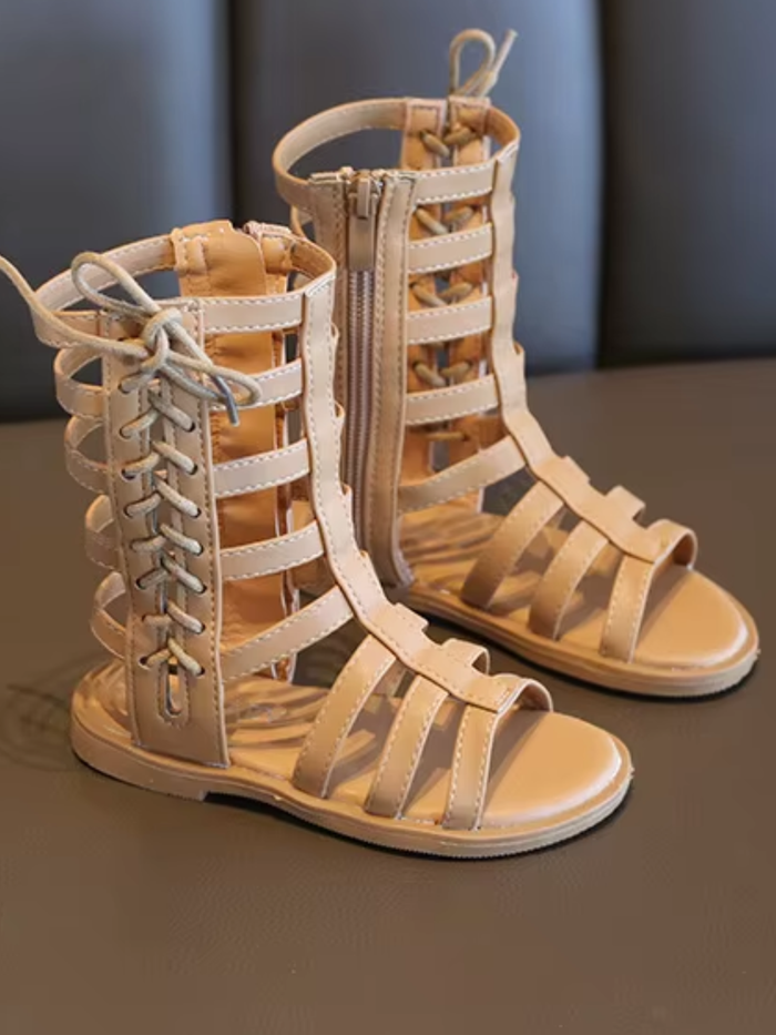 brown toddler sandals lace up roman style summer shoes