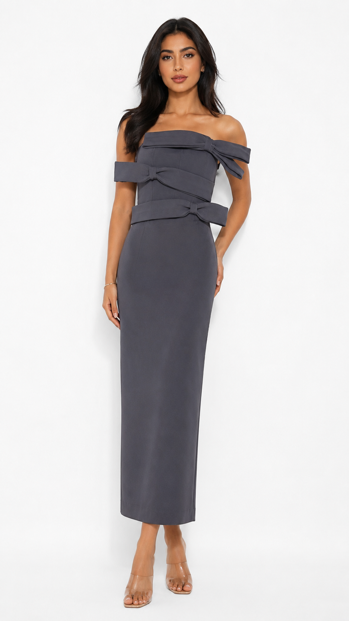 Bow Detail Midi Dress - Chic