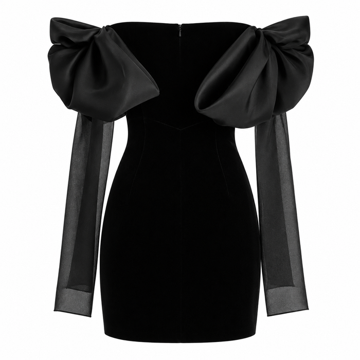 Bow-Sleeve Mini Dress – Noirm