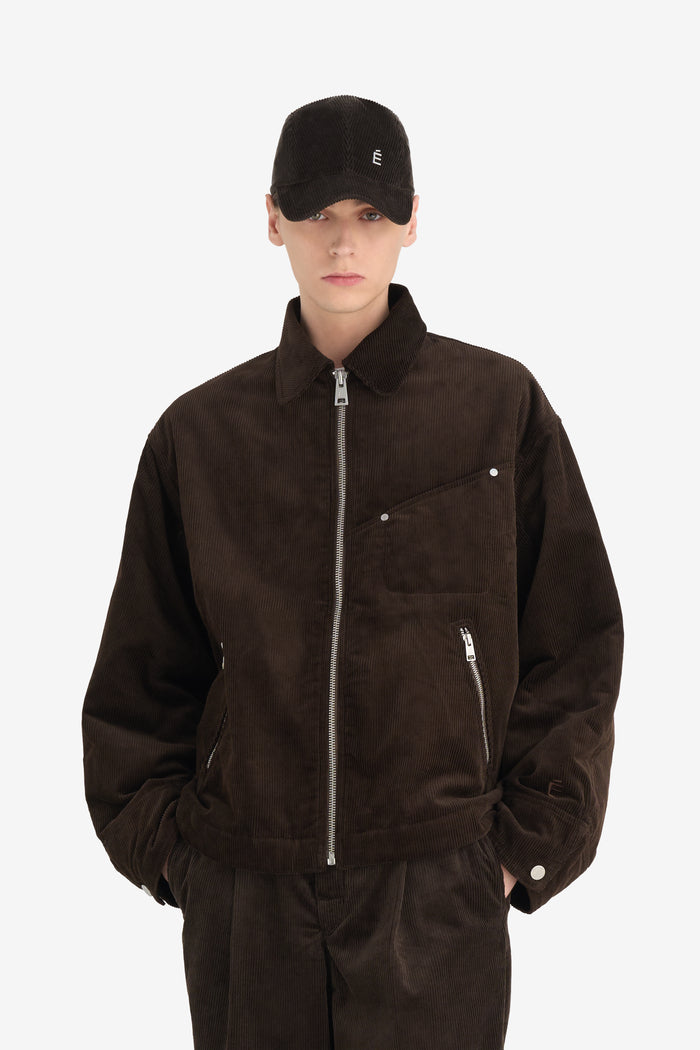 BOXY ZIPPED JACKET 42 / DK BROWN