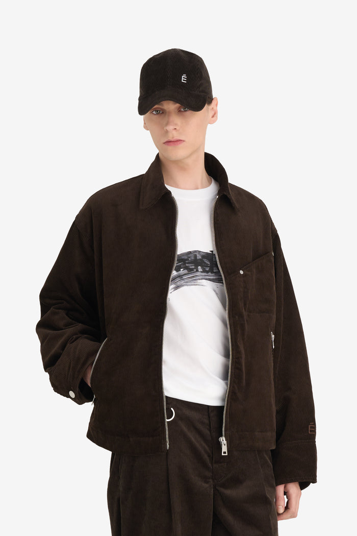 BOXY ZIPPED JACKET 42 / DK BROWN