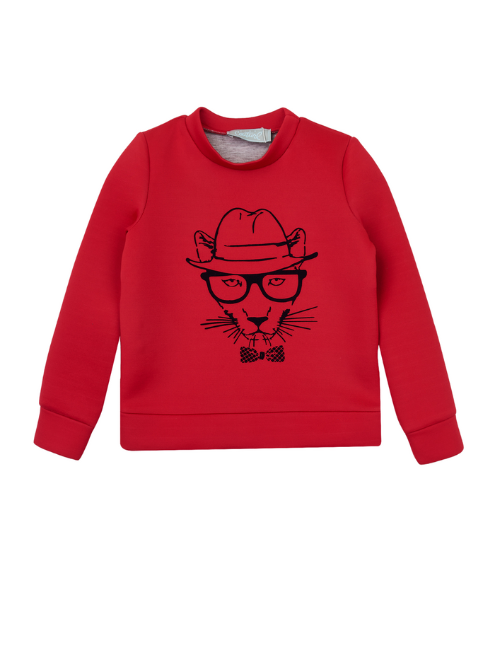 Boys Red Cool Cat Sweatshirt by Kids Couture Mia Belle Girls