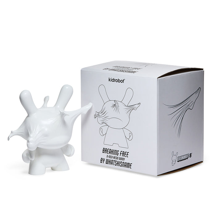 Breaking Free 8-inch resin Dunny by WHATSHISNAME, featuring a detailed, artistic collectible toy in vibrant colors.