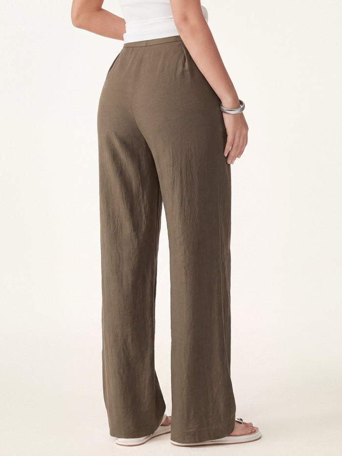 OGLmove Breathable Cotton-linen Mid Rise Straight Leg Pant