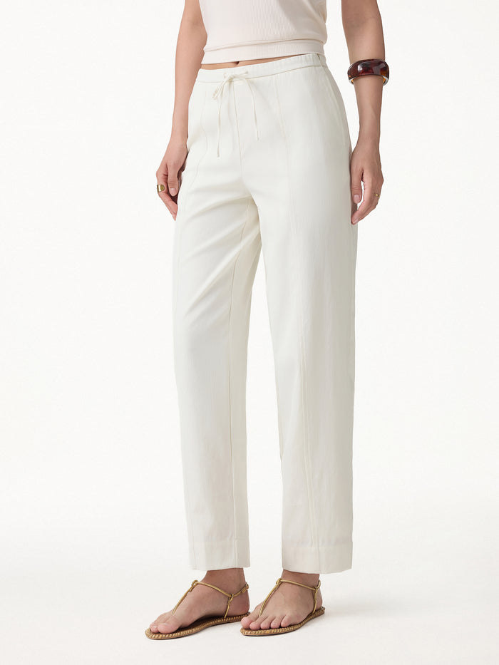 OGLmove Breathable Linen-Like Summer Travel Pants Regular Milk Cream Beige