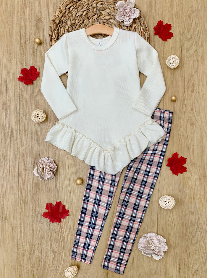Breezey Ruffle Tunic and Plaid Legging Set Mia Belle Girls