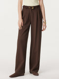 OGLmove 2Pcs Set Boatneck Relaxed Top & Wide Leg Pant with Pockets