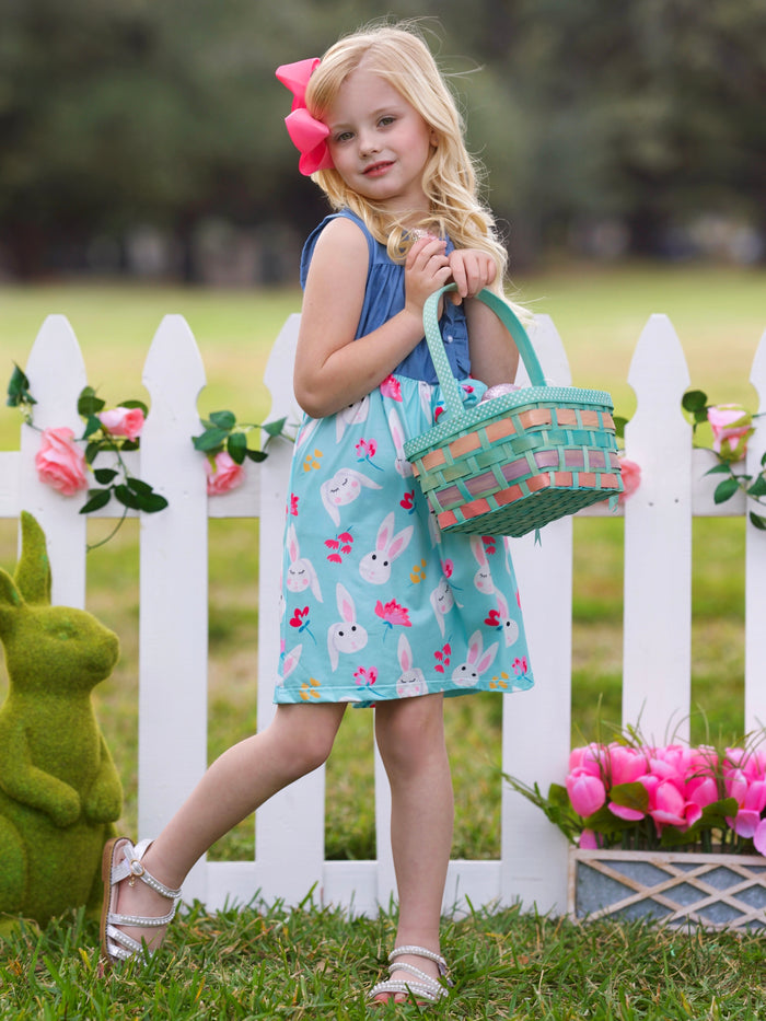 Bunny Bows Chambray Easter Dress Mia Belle Girls