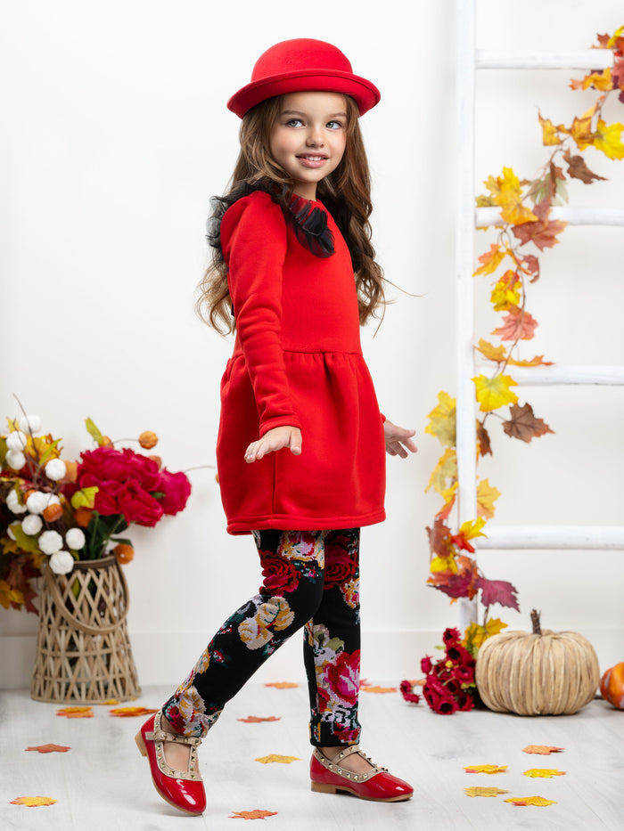 Burgundy Tulle Shoulder Long Sleeved Tunic by Kids Couture Mia Belle Girls