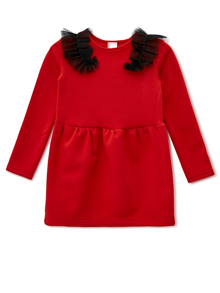 Burgundy Tulle Shoulder Long Sleeved Tunic by Kids Couture Mia Belle Girls