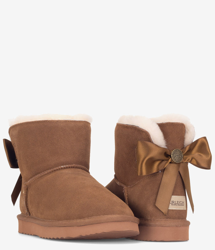 Burleigh Mini Ribbon Sheepskin Boot - Taupe