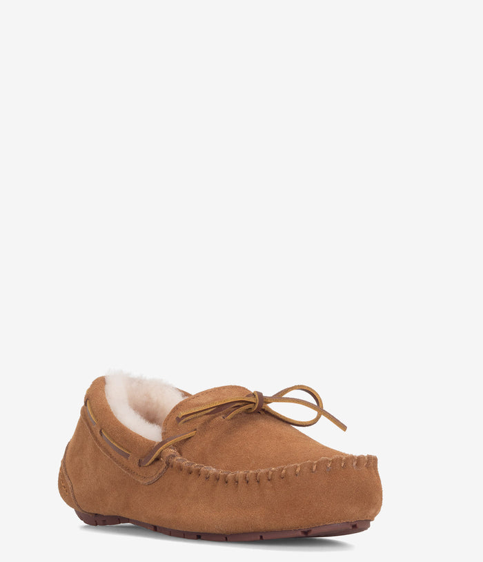 Burleigh Moccasin Lace Slipper - Chestnut