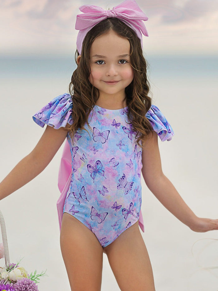 Butterfly Dreams Flutter Sleeve One Piece Swimsuit Mia Belle Girls