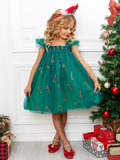 Candy Cane Green Sparkle Christmas Dress