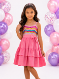 Candy Sparkle Birthday Bow Tiered Cotton Dress Mia Belle Girls