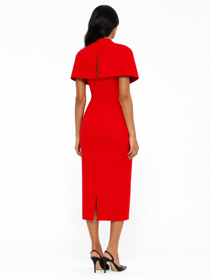 Cape-Overlay Midi Dress – Mint