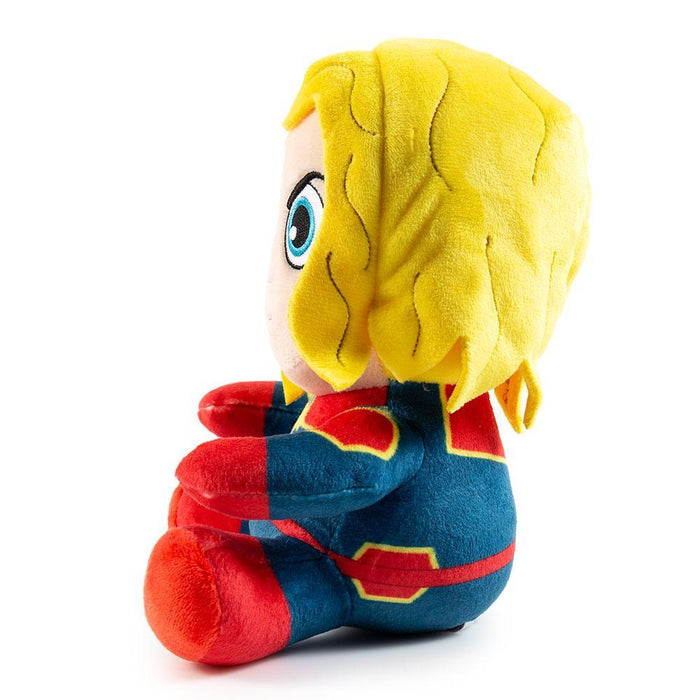 Marvel Captain Marvel Phunny plush toy by Kidrobot showing the soft, cuddly plush figure with detailed costume and vibrant colors.