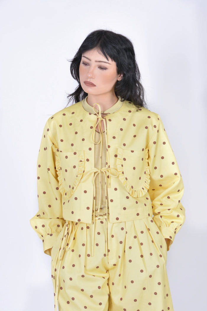 Eliza Faulkner Designs Inc. Jackets Carrie Polka Dot Jacket in Banana Split