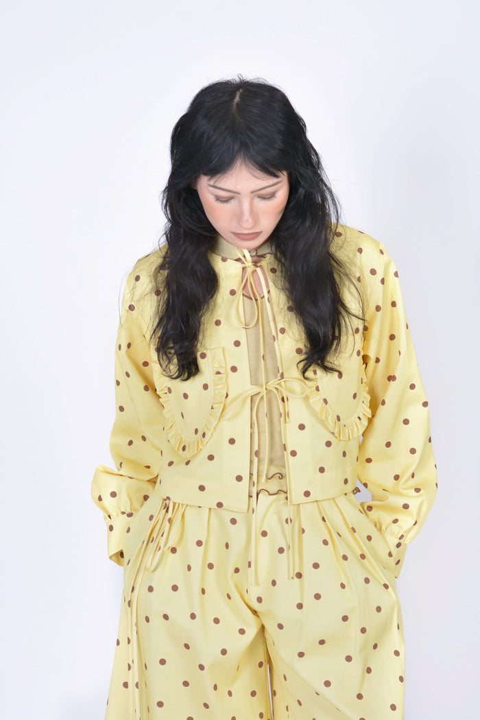 Eliza Faulkner Designs Inc. Jackets Carrie Polka Dot Jacket in Banana Split