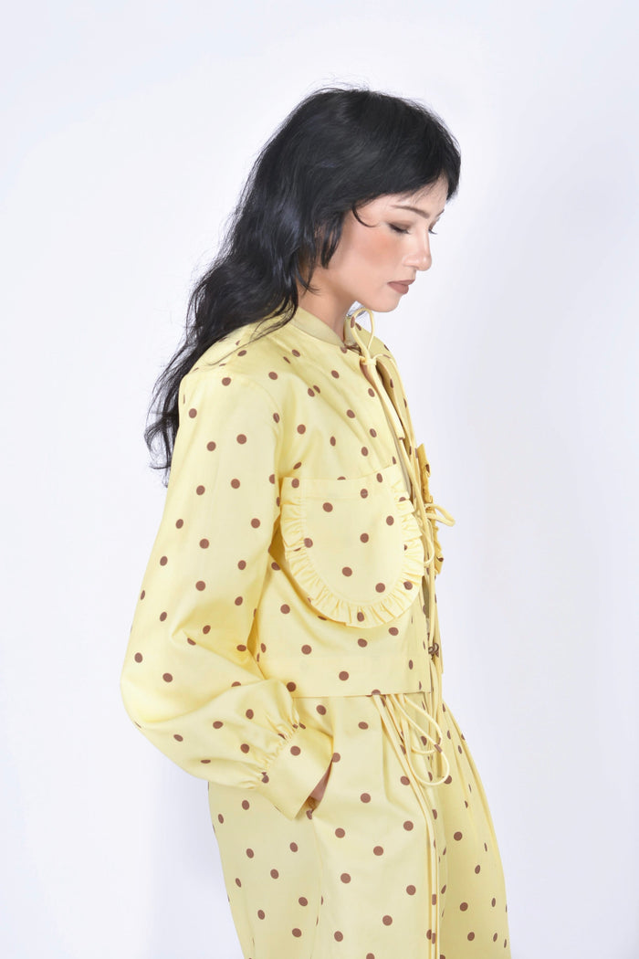 Eliza Faulkner Designs Inc. Jackets Carrie Polka Dot Jacket in Banana Split
