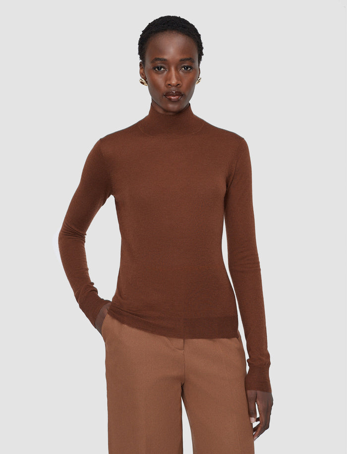 Brown Cashair High Neck Jumper - Joseph