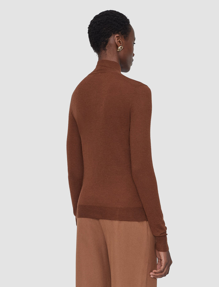 Brown Cashair High Neck Jumper - Joseph