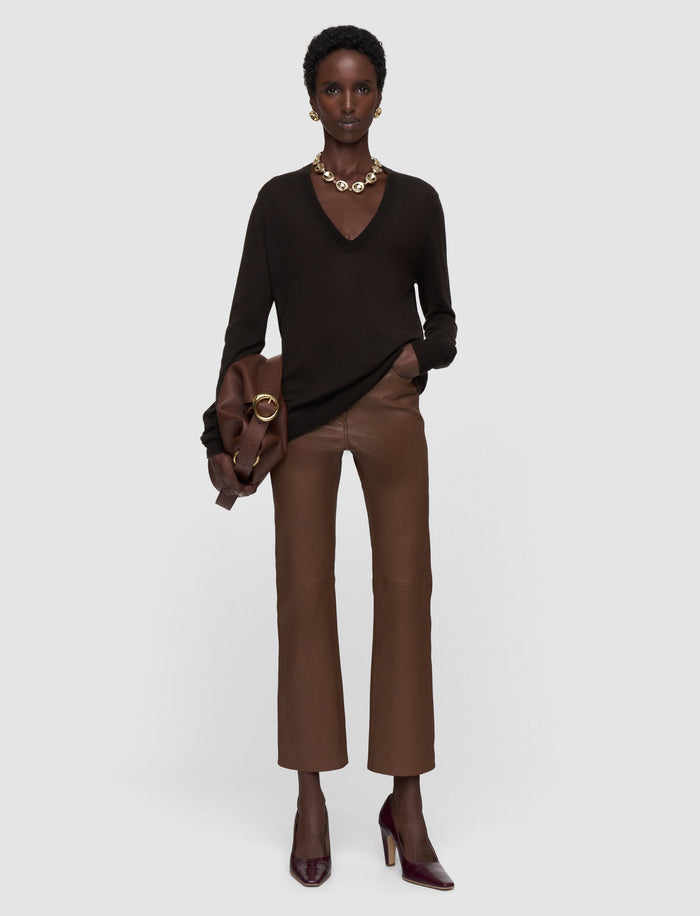 Brown Cashair V Neck Jumper - Joseph