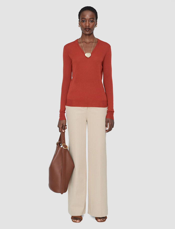 Red Cashair V Neck Jumper - Joseph