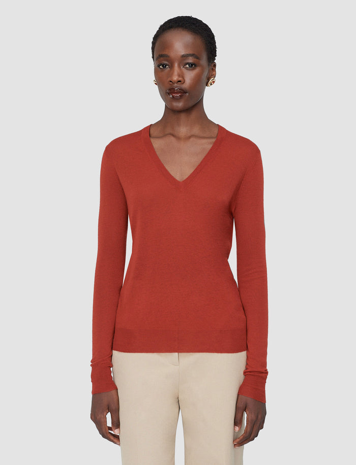 Red Cashair V Neck Jumper - Joseph