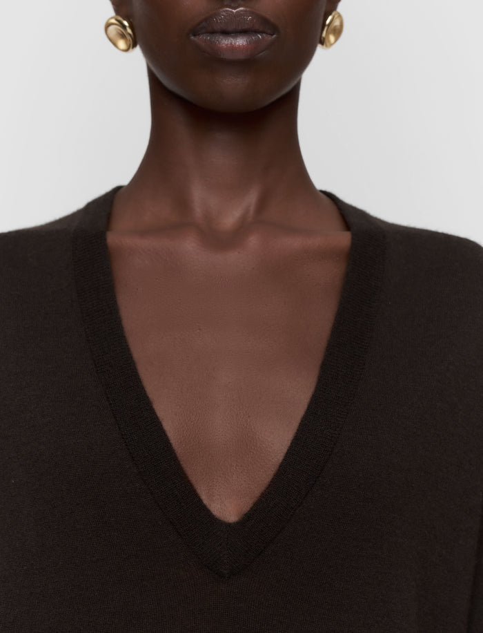Brown Cashair V Neck Jumper - Joseph