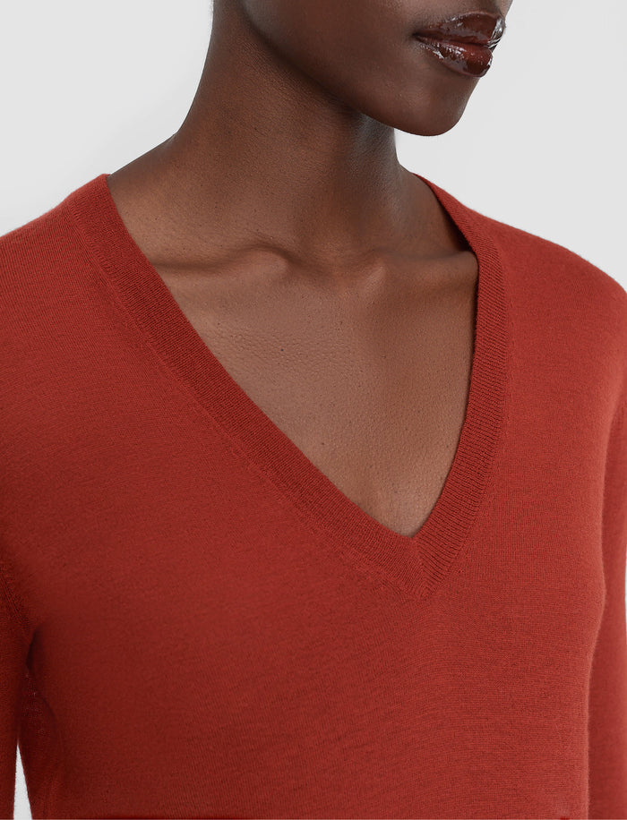Red Cashair V Neck Jumper - Joseph