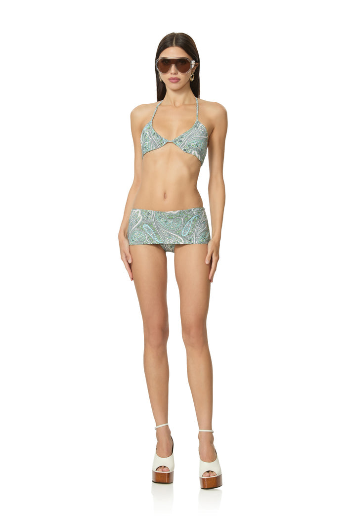 Cassis Bikini Top - Aqua Paisley