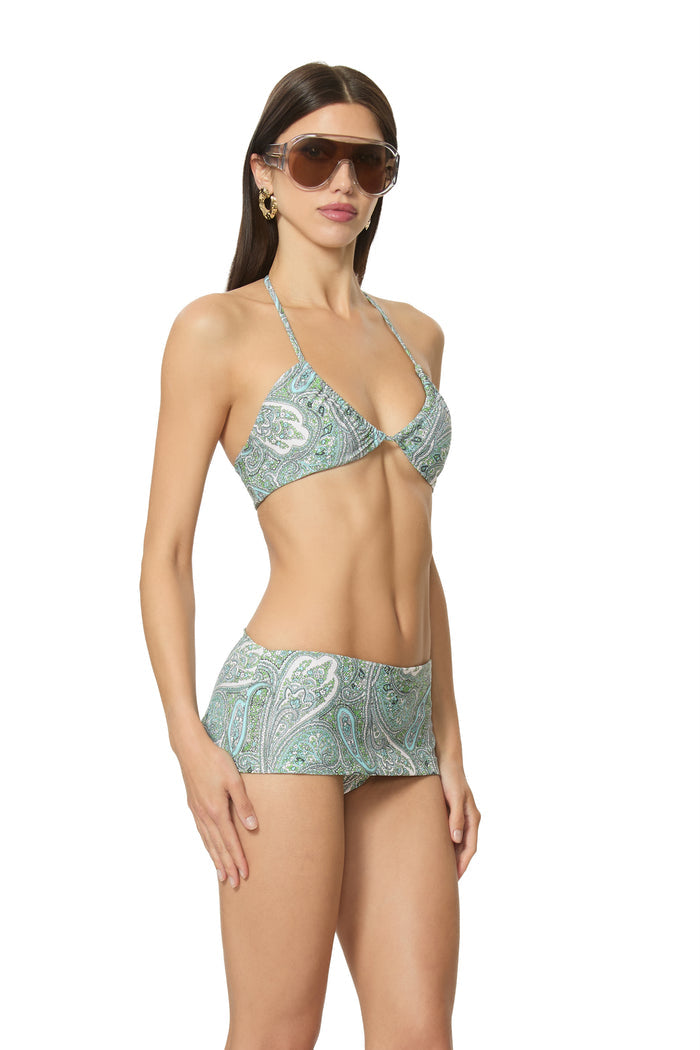 Cassis Bikini Top - Aqua Paisley