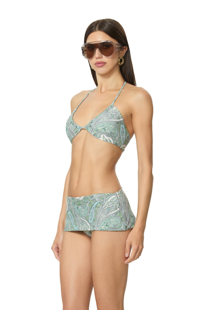 Cassis Bikini Top - Aqua Paisley