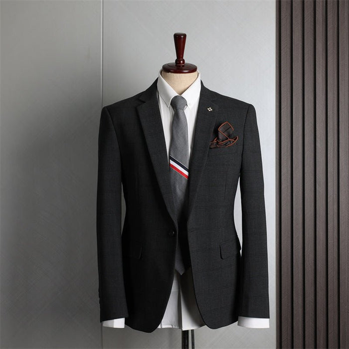 Checkered Men's 3 Piece Korean Slim Fit Professional Business Casual Suit Set - Rosymae