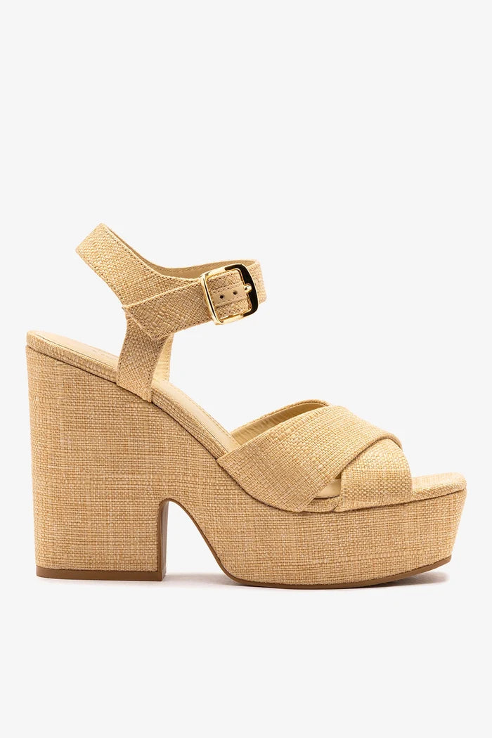 Cher Sandal In Beige Raffia Sandal Larroudé