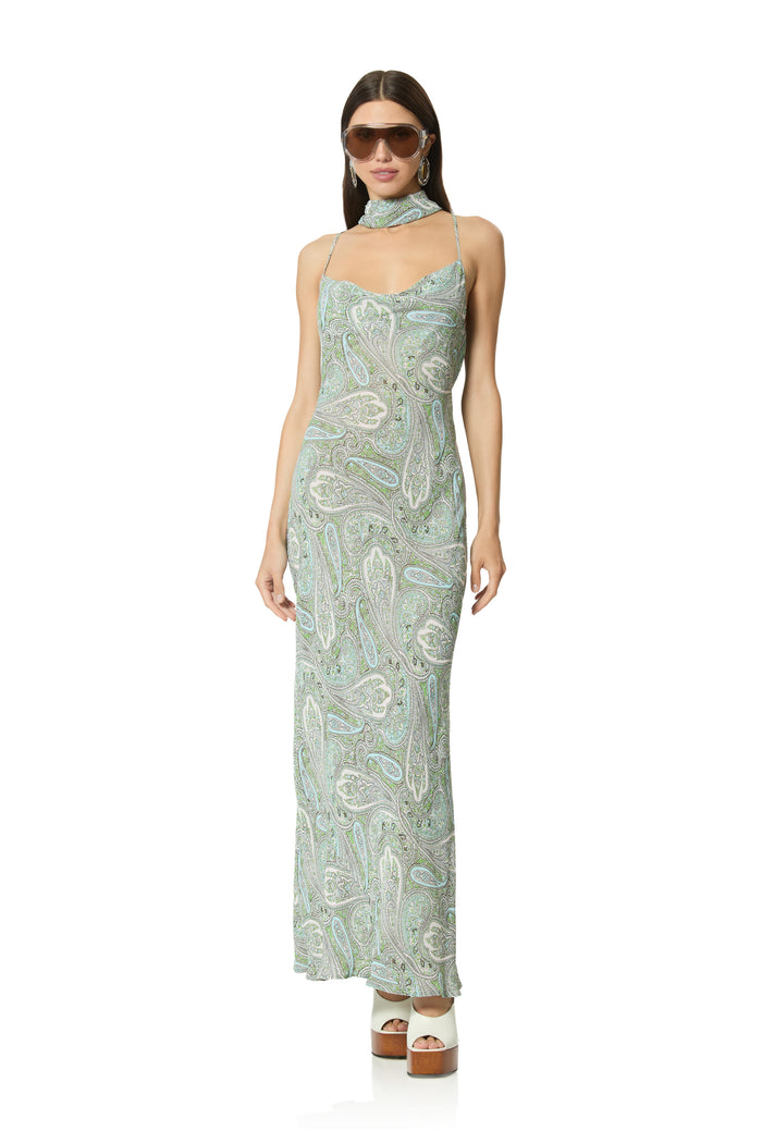 Cheryl Dress - Aqua Paisley