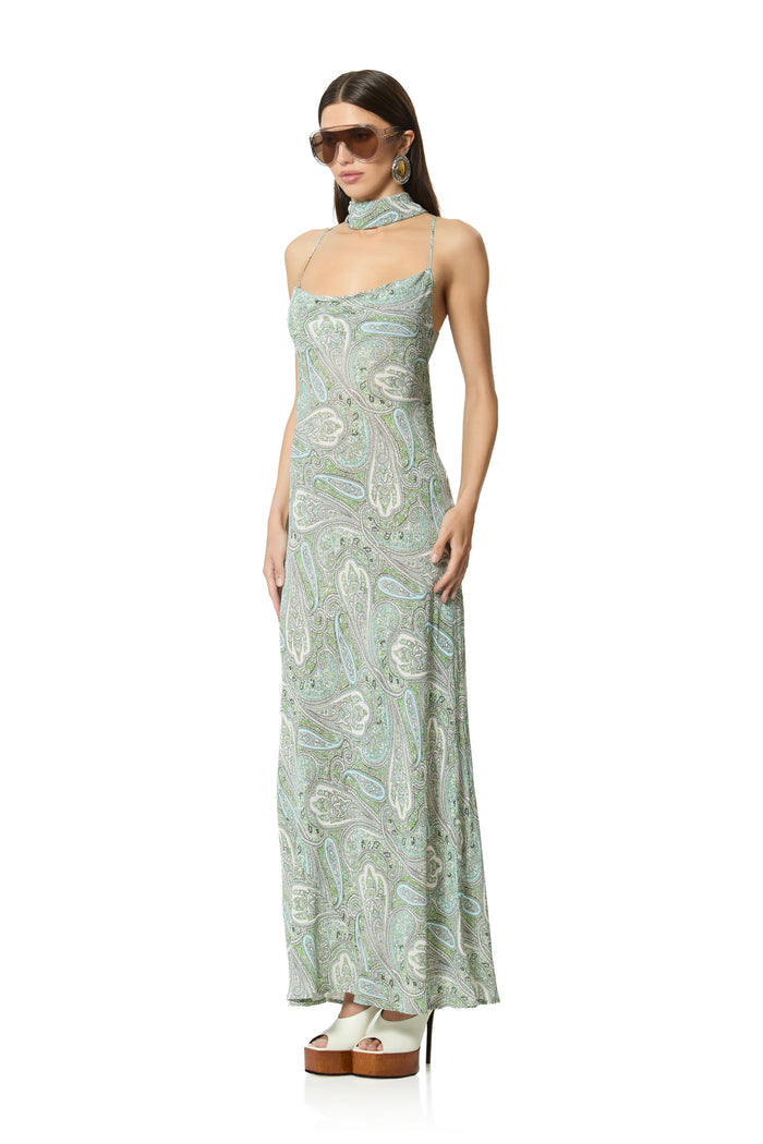 Cheryl Dress - Aqua Paisley
