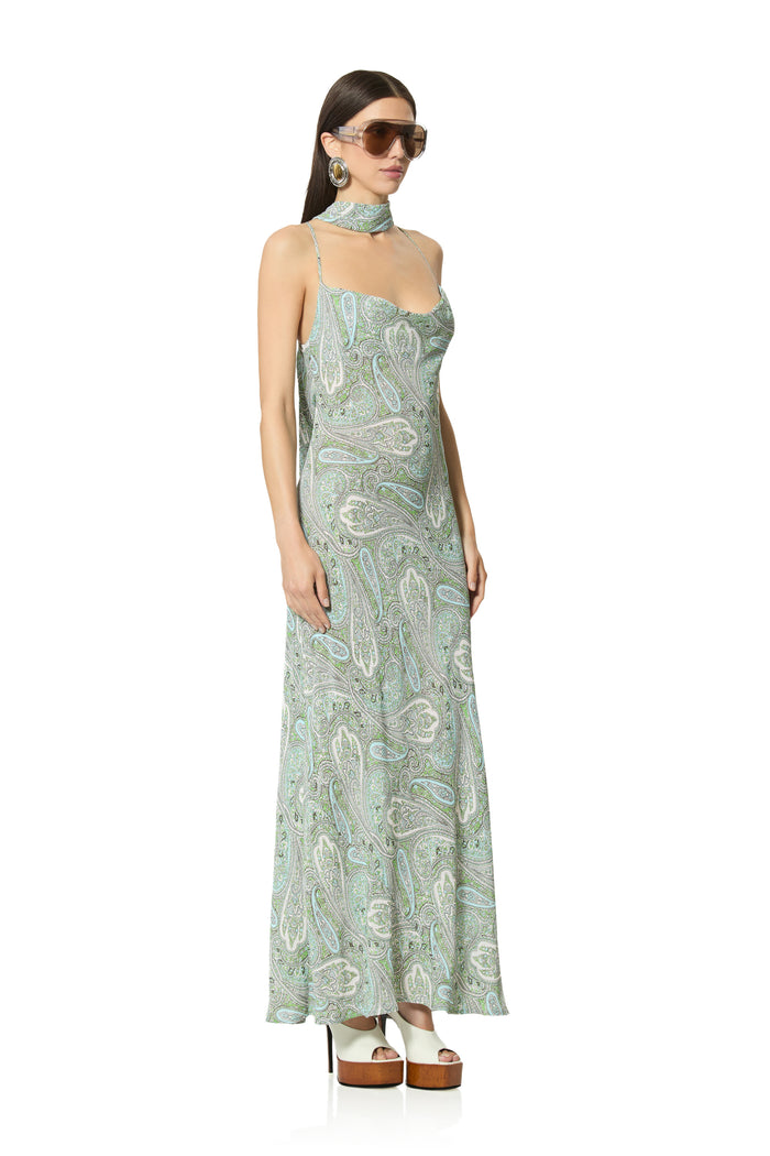 Cheryl Dress - Aqua Paisley