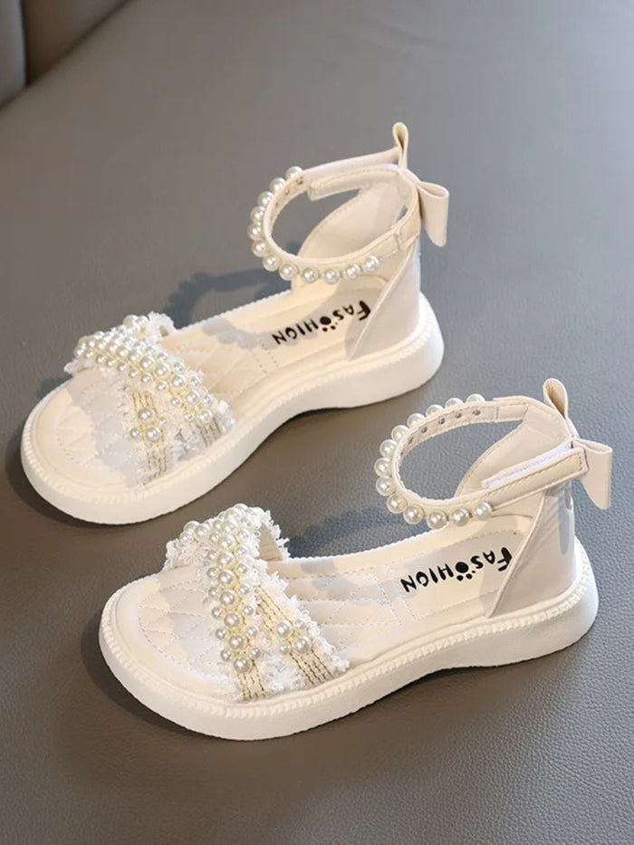 Chic and Stylish Girls' Sandals with Pearl Accents By Liv and Mia