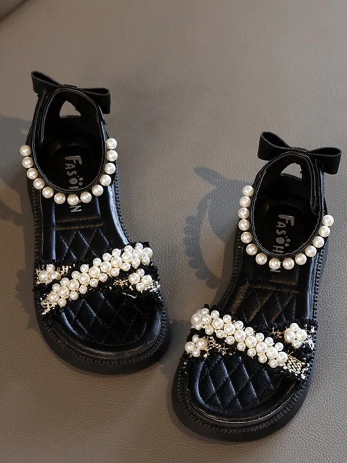 Chic and Stylish Girls' Sandals with Pearl Accents By Liv and Mia