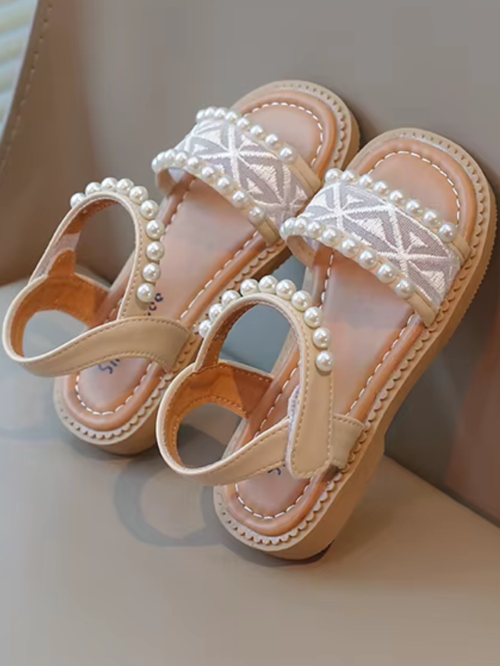 toddler girl sandals pearl strap lace detail summer footwear