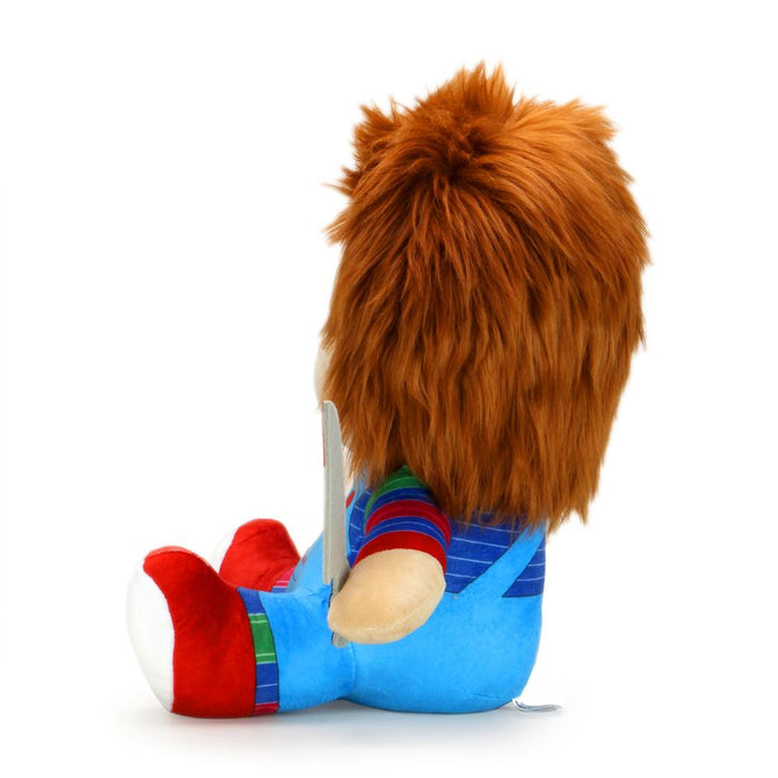 Chucky HugMe Vibrating 16-inch plush toy featuring a soft plush texture and detailed Chucky doll design.
