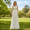 Classic A-line Sheath Wedding Dress With Scoop Neck - Rosymae