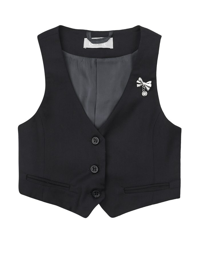 Classic Black Girls Bow Pin Vest by Kids Couture Mia Belle Girls