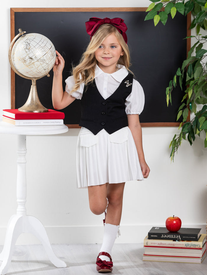Classic Black Girls Bow Pin Vest by Kids Couture Mia Belle Girls