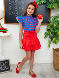 Classic Charm Apple Dot Flutter Top and Skirt Set
