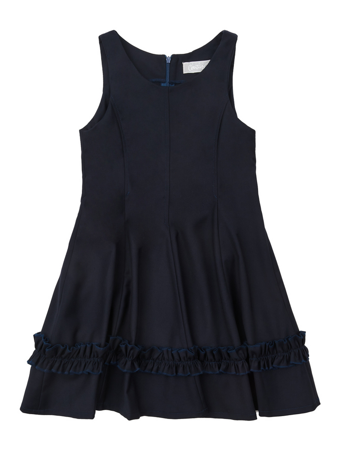 Classic Elegance Ruffle Front Navy Dress by Kids Couture Mia Belle Girls